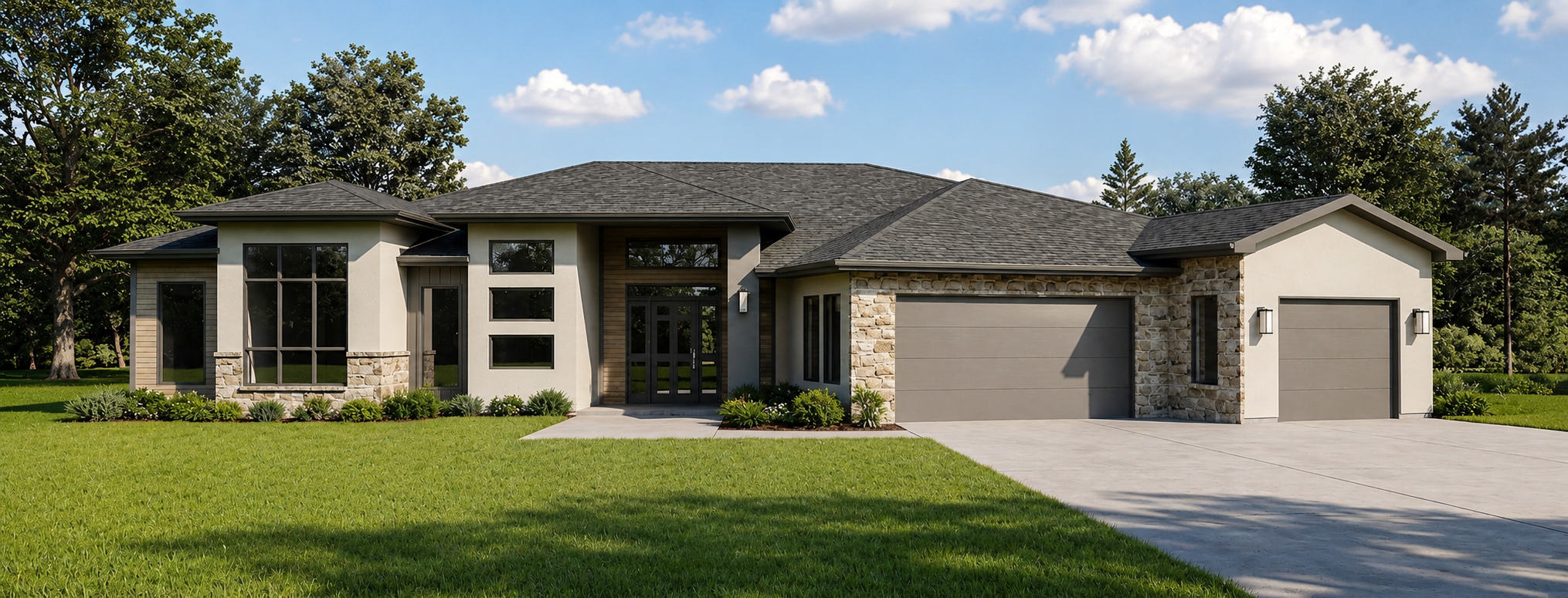 Photorealistic exterior design visualization for a custom home