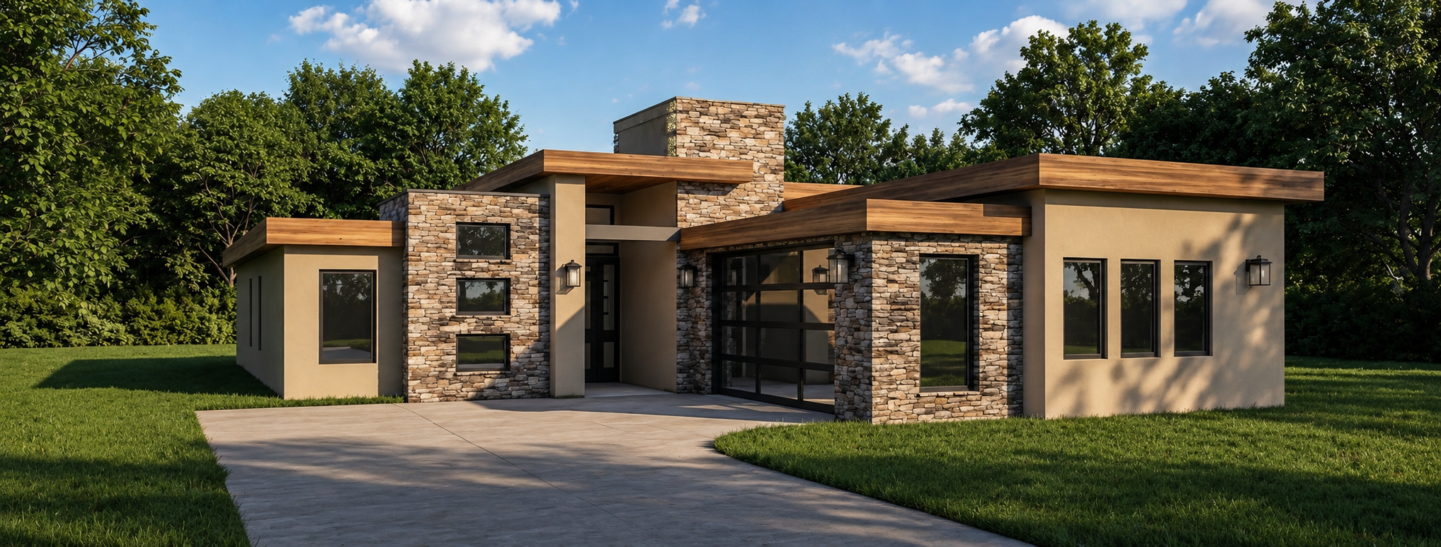 Photorealistic contemporary custom home design visualization